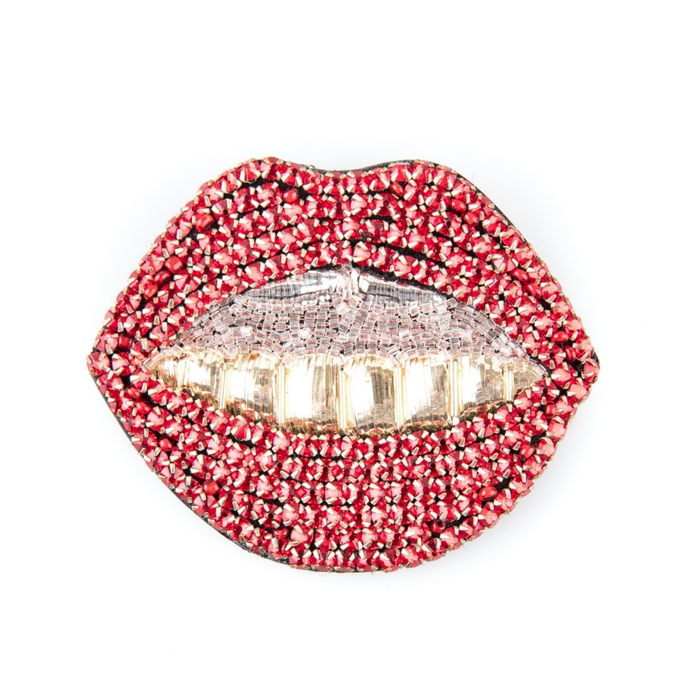 Gucci embellished mouth brooch